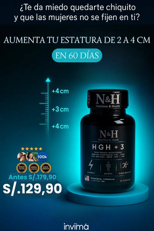 HGH3™ Aumenta hasta 5 cm en 60 días