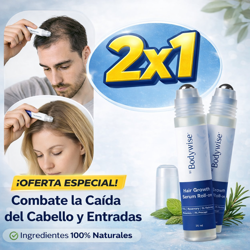 ¡OFERTA 2X1! BODYWIZE® – Recupera tu línea capilar y combate la caída en solo 3 semanas