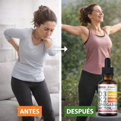 Vitamina Líquida K2 D3 + Omega 3®: Fortalece tus huesos y elimina el dolor articular en tiempo récord