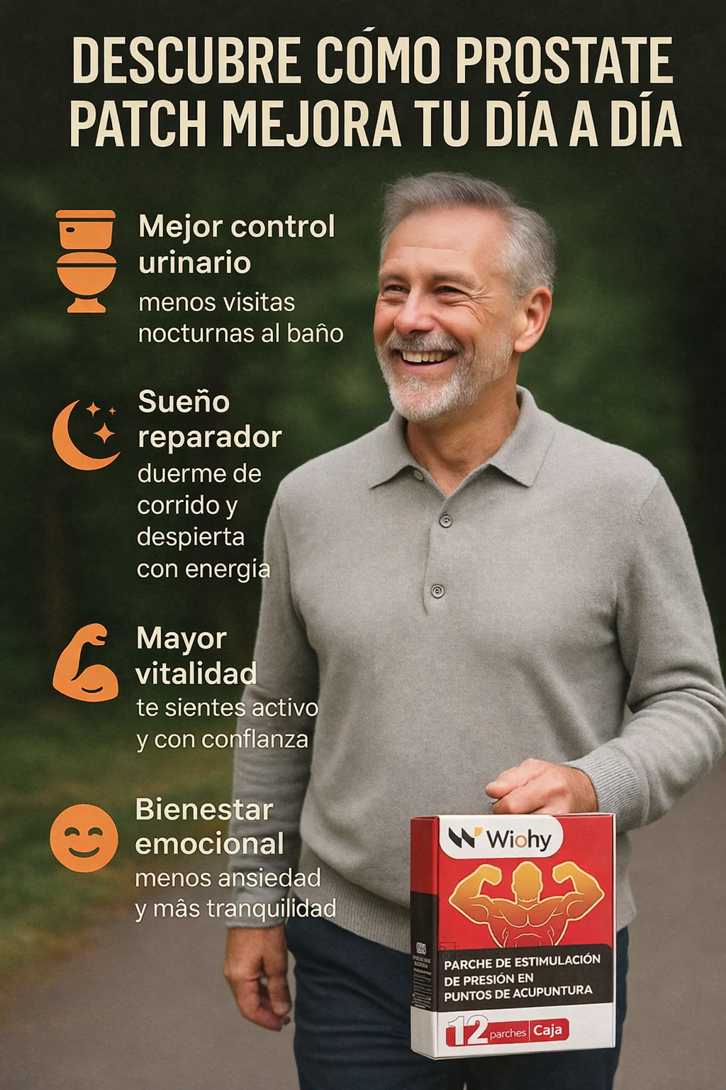 Nuevo Parche de Próstata®: Recupera el control de tu vejiga y vuelve a dormir toda la noche sin interrupciones.