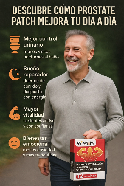 Nuevo Parche de Próstata®: Recupera el control de tu vejiga y vuelve a dormir toda la noche sin interrupciones.