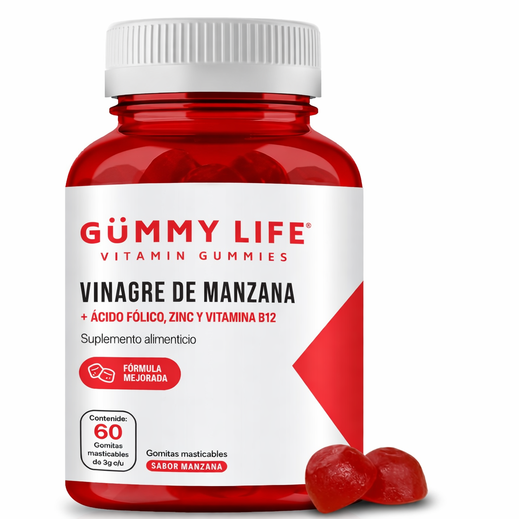 GUMMY LIFE, VINAGRE DE MANZANA ®: ¡Logra un abdomen plano y desinflamado en solo 4 semanas!