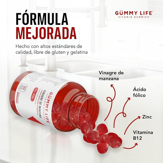 GUMMY LIFE, VINAGRE DE MANZANA ®: ¡Logra un abdomen plano y desinflamado en solo 4 semanas!